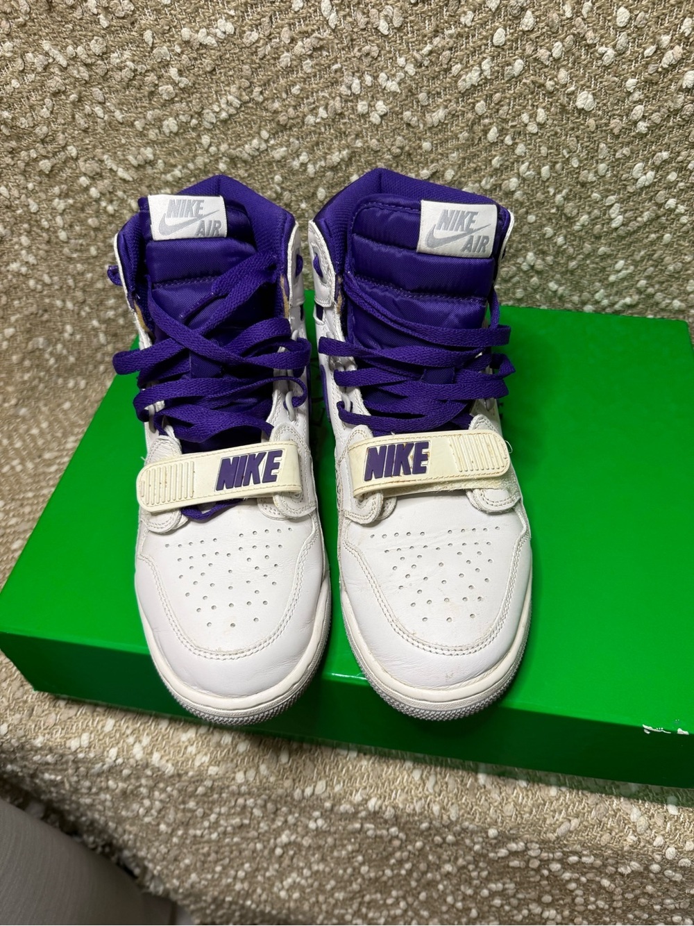 Jordan Legacy 312 High-Top Sneakers in White, Purple & Yellow - Picture 3 of 9